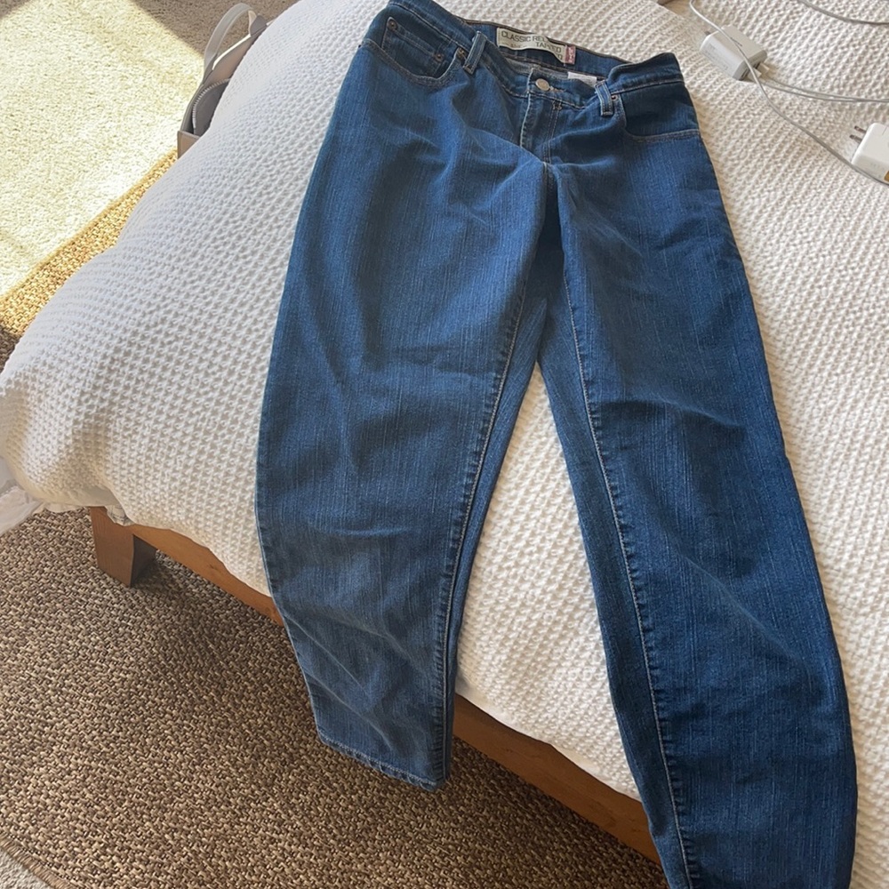 90s-00'S Vintage Levi's 550 Classic Relaxed Fit Tapered Leg Denim Pants, Made in USA, Men's Size 34 cotton blue type Vintage Second Hand